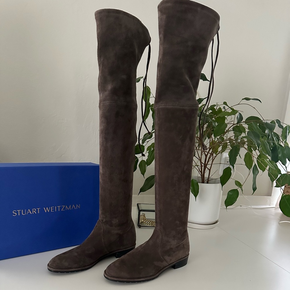 Stuart Weitzman Lowland Over-the-Knee Boots in Charcoal - Picture 3 of 3